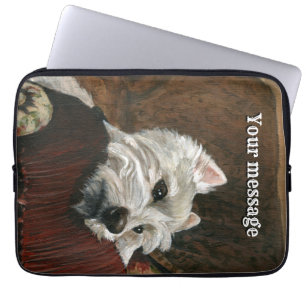 Lounging Westie on Sofa Laptop Sleeve