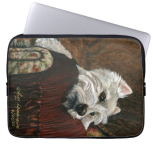 Lounging Westie on Sofa Laptop Sleeve