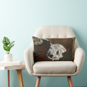 Lounging Westie on Sofa Lumbar Cushion