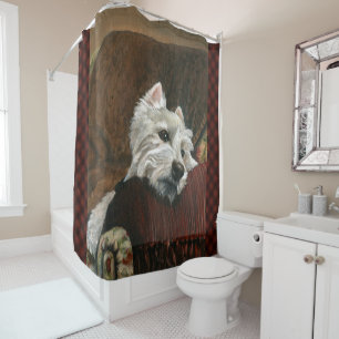 Lounging Westie on Sofa Shower Curtain