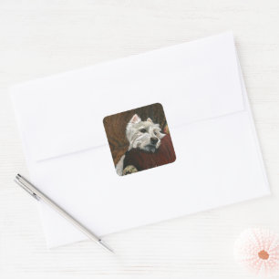 Lounging Westie on Sofa Square Sticker