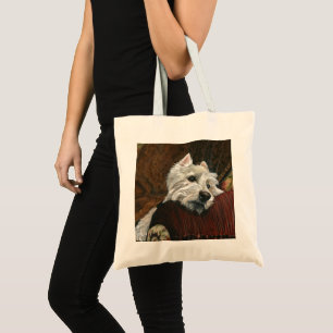 Lounging Westie on Sofa Tote Bag