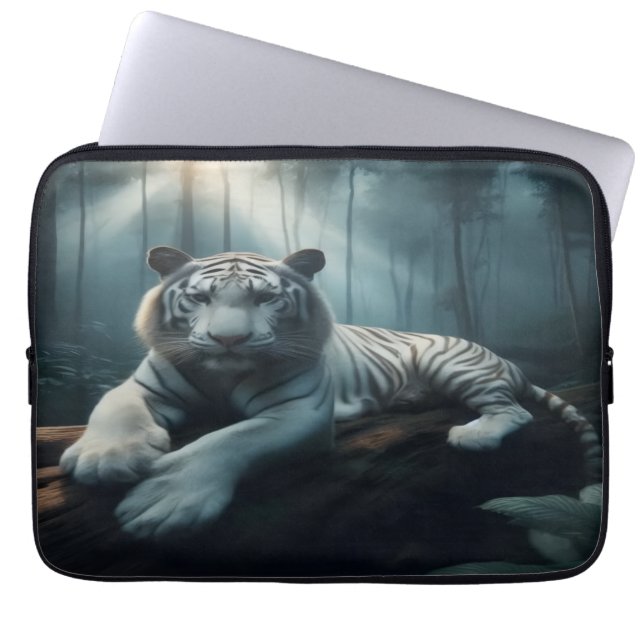 Lounging White Tiger Laptop Sleeve (Front)