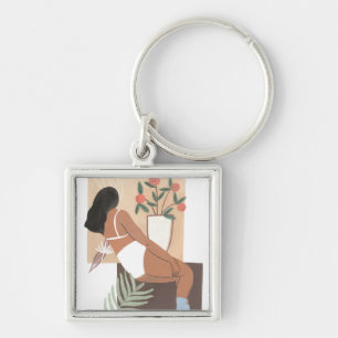 Lounging Woman Key Ring