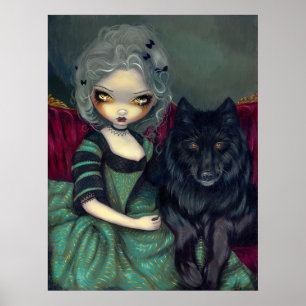 Loup-Garou: Noir black wolf gothic rococo Print