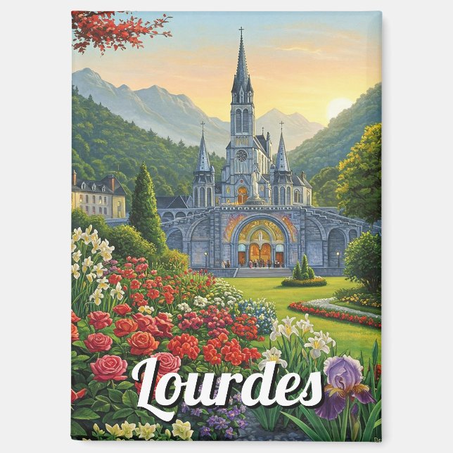 Lourdes France Travel Flowers Magnet (Front)