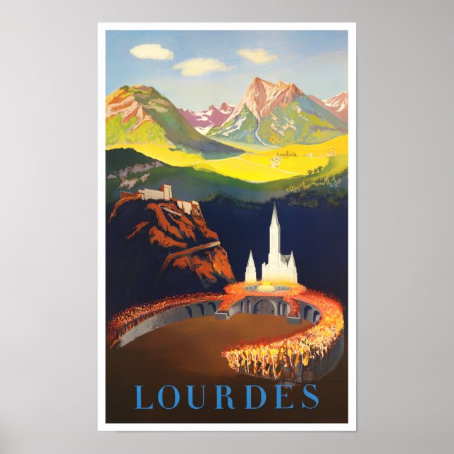 Lourdes France vintage travel Poster (Front)