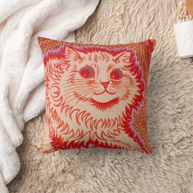 LOUSI WAIN CAT ART Throw Pillow (Blanket)
