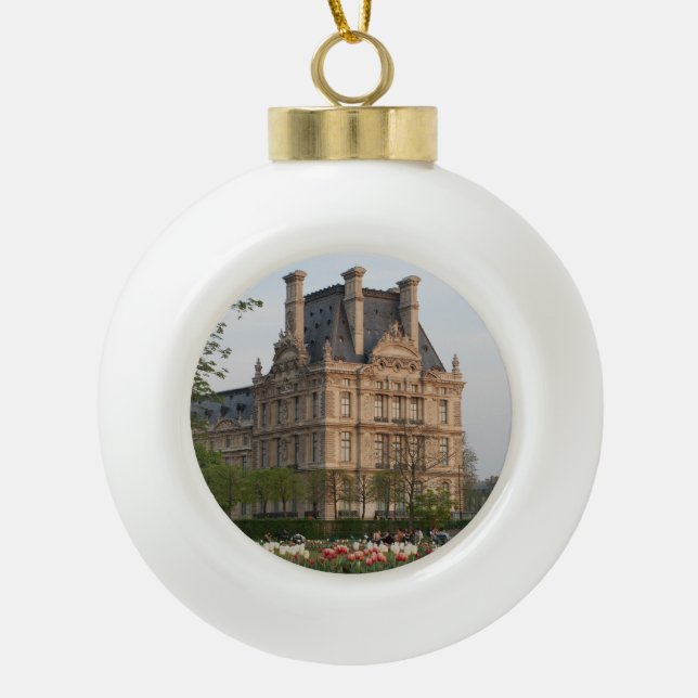 Louvre Museum Ceramic Ball Christmas Ornament (Front)