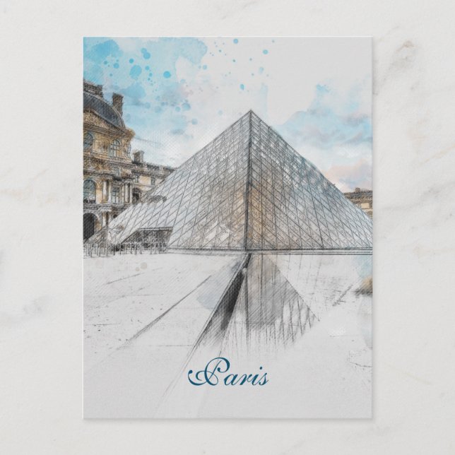 Louvre Museum Paris Postcard – Watercolor Travel  (Front)