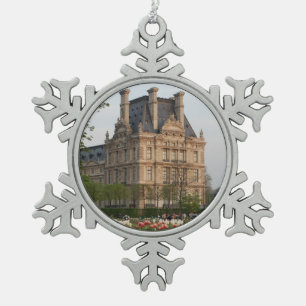 Louvre Museum Snowflake Pewter Christmas Ornament