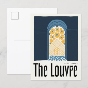 Louvre Paris France abstract travel floral art Postcard