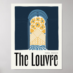 Louvre Paris France abstract travel floral art Poster