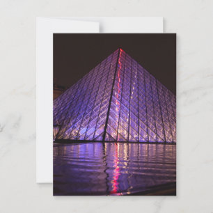 Louvre Pyramid at Night: Paris Reflections Postcard
