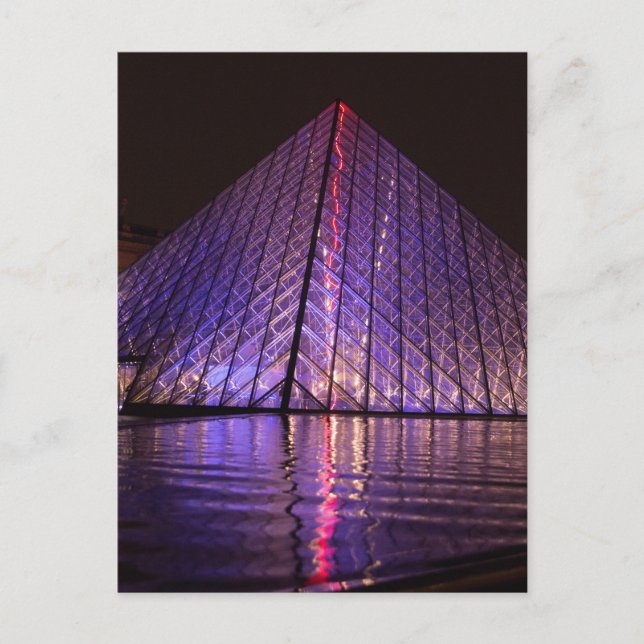 Louvre Pyramid at Night: Paris Reflections Postcard (Front)