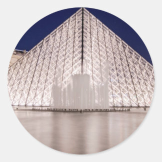 louvre pyramid france paris at night classic round sticker