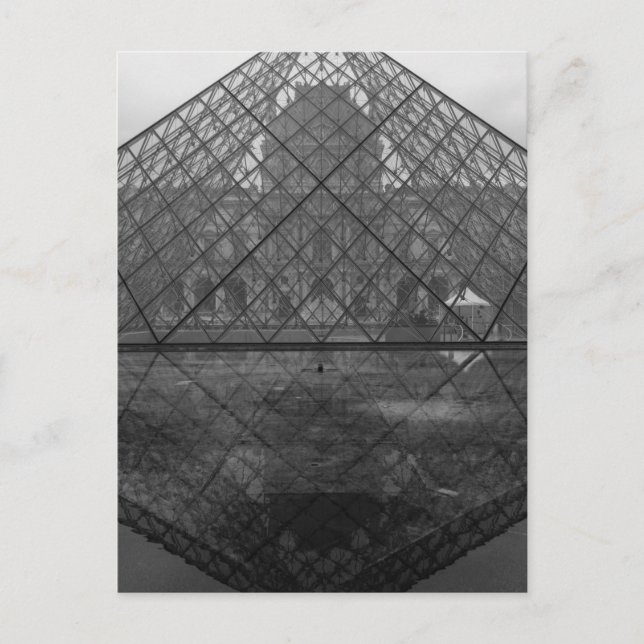 Louvre Pyramid Reflection, Paris Postcard (Front)