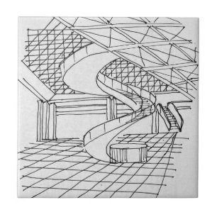 Louvre Underneath the Pyramid Paris, France Ceramic Tile
