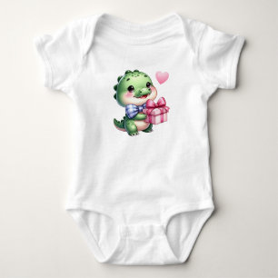Lovable and romantic little crocodile baby bodysuit