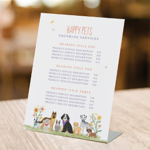 Lovable Happy Pet Care & Grooming Service Prices Pedestal Sign