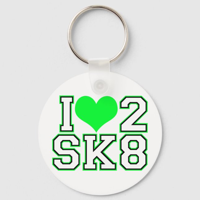 Love2SK8-Black & Lime Key Ring (Front)
