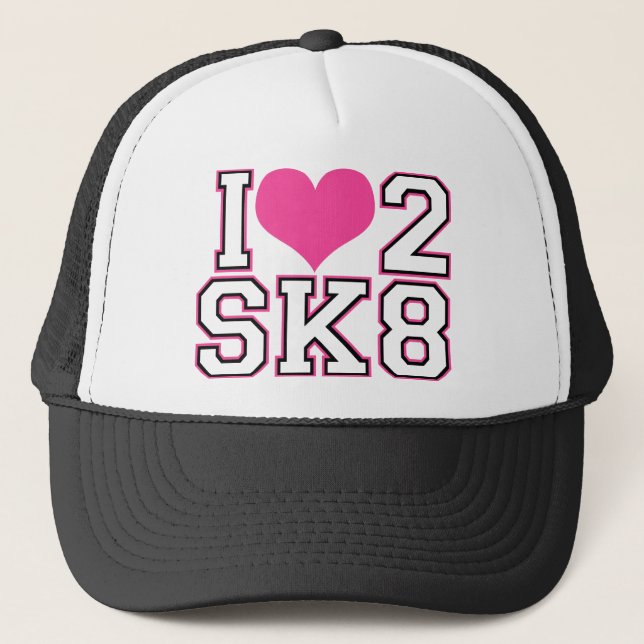 Love2SK8 - Black & Pink Trucker Hat (Front)