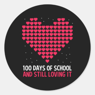 Love 100 Days Of School Gift For Teacher Student  Classic Round Sticker