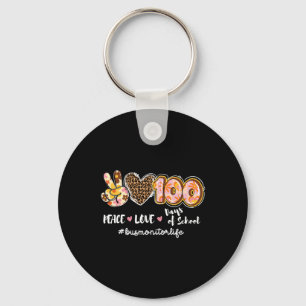 Love 100 Days Of School Leopard Bus Monitor Life Key Ring