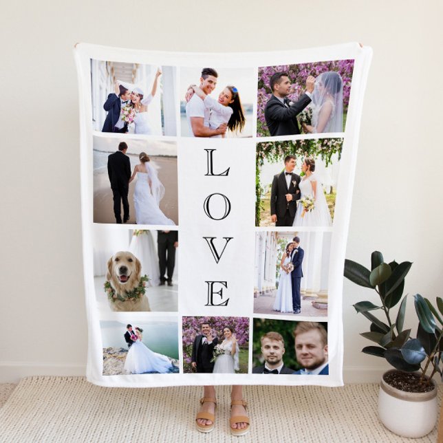Love 10 Photo Collage Newlywed Wedding Sherpa Blanket (Creator Uploaded)