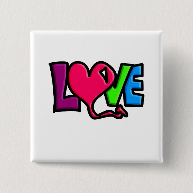 Love  15 cm square badge (Front)