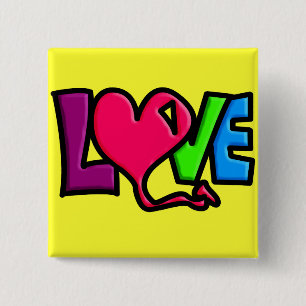 LOVE 15 CM SQUARE BADGE