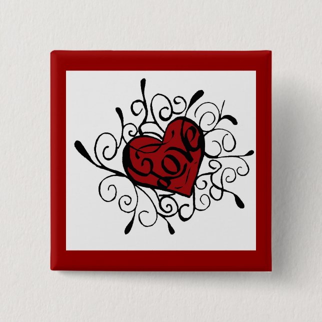 love 15 cm square badge (Front)