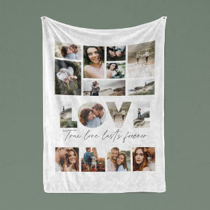 Love 16 photo modern minimal personalised gift fleece blanket
