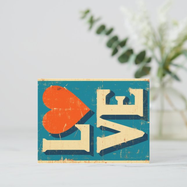 LOVE 1960s-Inspired Graphics Holiday Postcard (Standing Front)