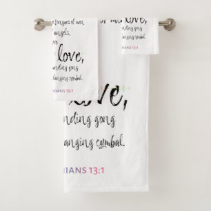Love 1 Corinthians 13:1 Bath Towel Set