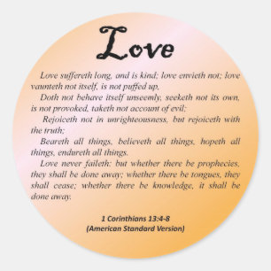 Love 1 Corinthians 13-4 Classic Round Sticker