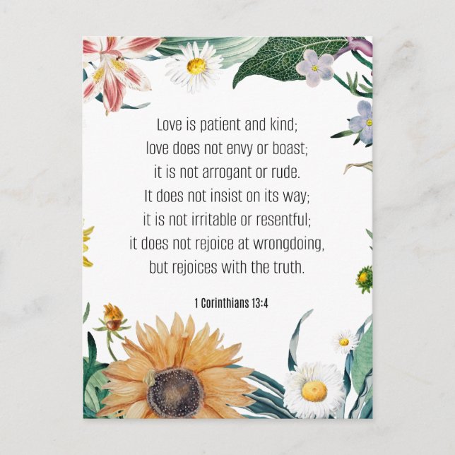 Love, 1 Corinthians 13:4, Postcard (Front)