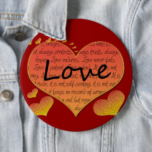 Love 1 Corinthians 13 Hearts 6 Cm Round Badge