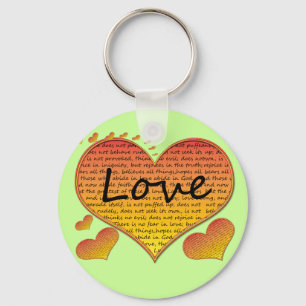 Love 1 Corinthians 13 Hearts Key Ring