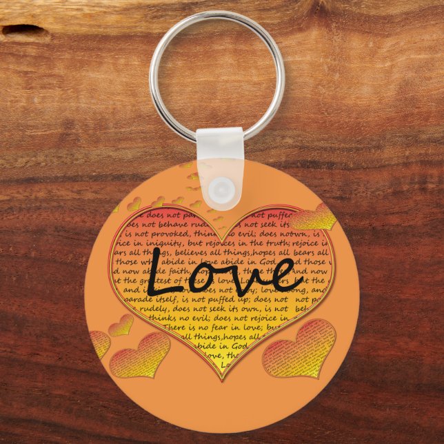 Love 1 Corinthians 13 Hearts Key Ring (Front)