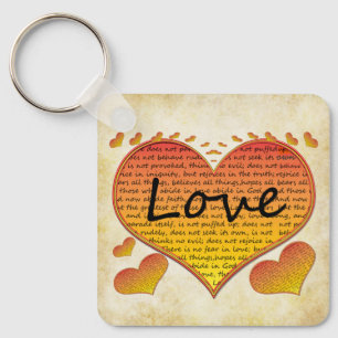 Love 1 Corinthians 13 Hearts Key Ring