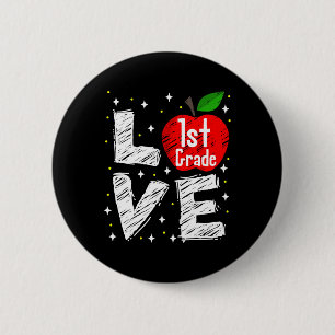 Love 1st Grade Apple Fun Back To School Teacher Gi 6 Cm Round Badge
