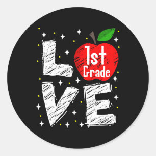 Love 1st Grade Apple Fun Back To School Teacher Gi Classic Round Sticker