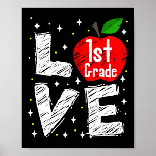 Love 1st Grade Apple Fun Ck To School Teacher Gift Poster