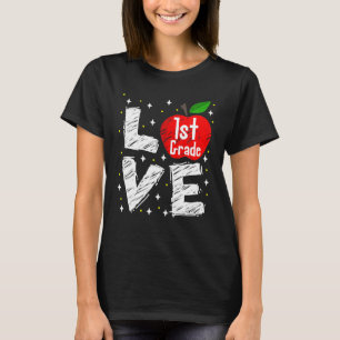 Love 1st Grade Apple Funny Back To School Teacher T-Shirt