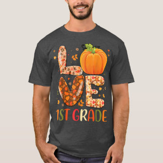 Love 1st Grade Happy Fall Yall Autumn Teacher Stud T-Shirt
