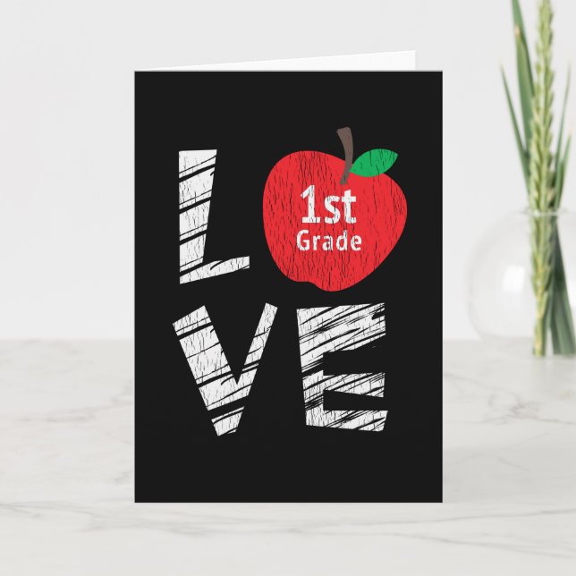 Love 1st Grade Kids Back To School Student Teacher Card (Front)