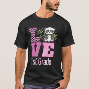 Love 1St Grade Panda Bear First Grade Teacher Back T-Shirt