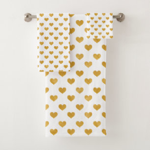 Love 2018 White - Golden heart Bath Towel Set