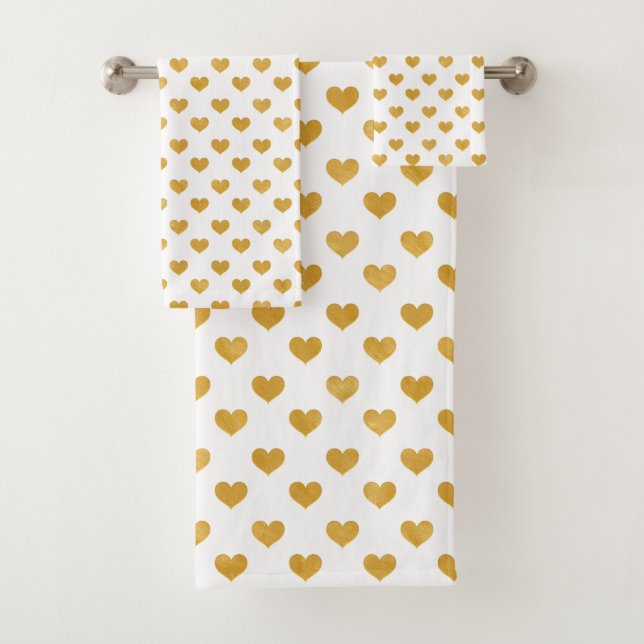 Love 2018 White - Golden heart Bath Towel Set (Insitu)